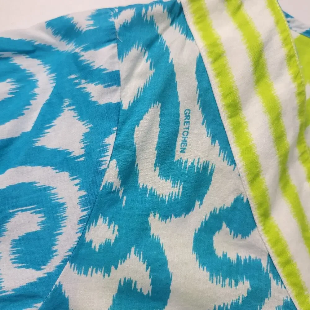 Gretchen Scott Tunic Top XS Tropical Geo 3/4 Sleeve Boho Lagum Cotton Resort - Picture 8 of 10